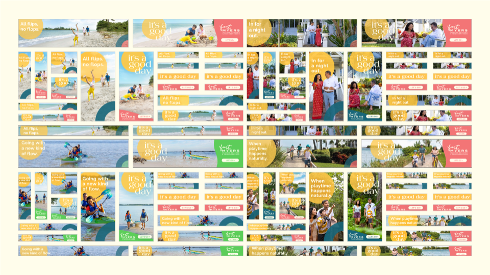A screenshot of the various digital display banners for the good day campaign