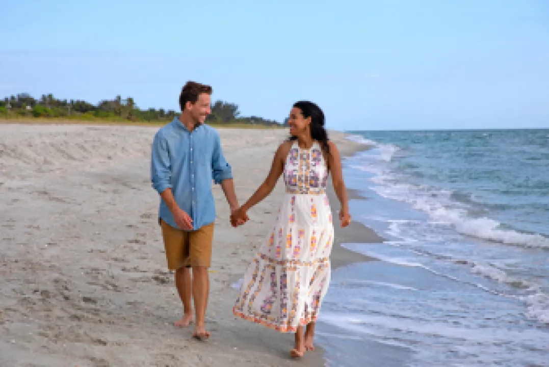 Couple walking on beach