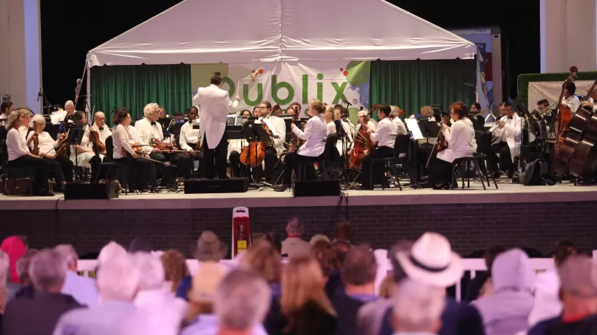 Our "Symphony on the Sound" concert taking place in the Luminary Amphitheater, in collaboration with Gulf Coast Symphony Orchestra.