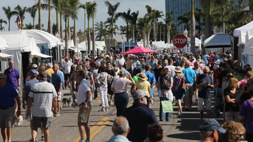 A photo of the abundant crowd during the festival, on Edwards Drive.