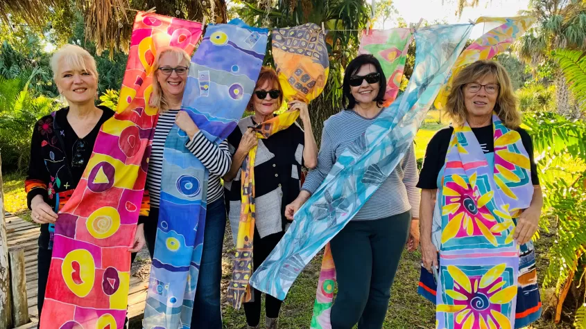 Make an artsy silk scarf in this unique art class with Marie Dyer