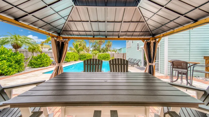 Enjoy the outdoor space under the shade of the gazebo