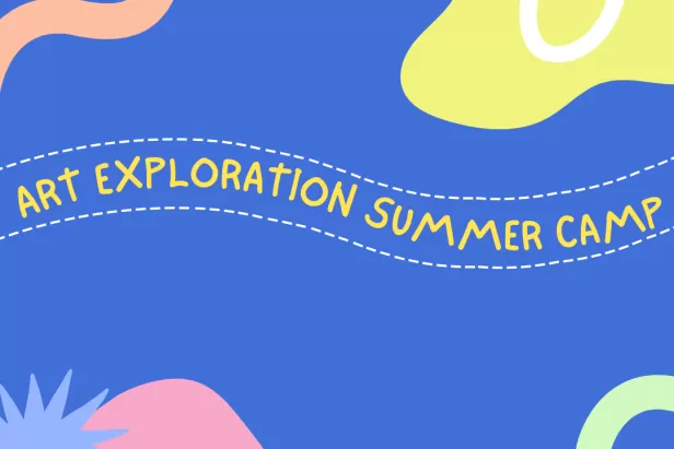 blue background with squiggles of peach and mint and yellow and pink splotches with curving font spelling out the title
