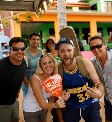Fans pose for a group picture at the Island Hopper Songwriter Festival