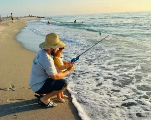 Beach Fish Fishing Family Dad
