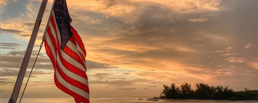 Island Sunset America Flag United States USA
