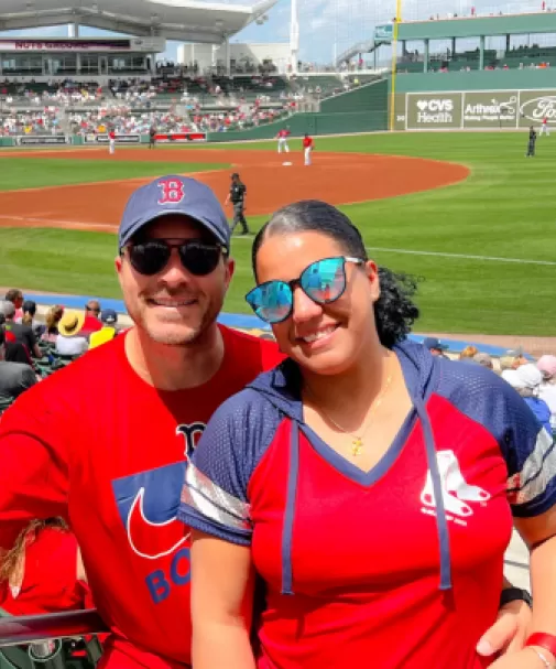 A couple at a spring training baseball game