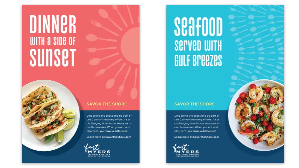 Two print ad examples from the savor the shore campaign